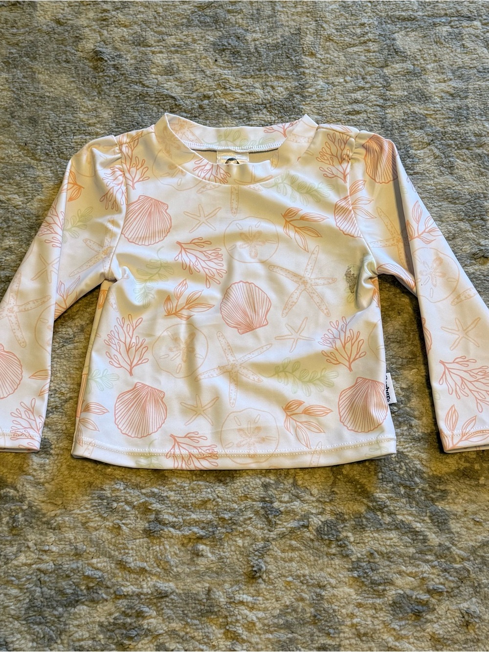 Gerber Baby Rash Guard Swimsuit 6–9M White Pink Green Shell Print Swimwear